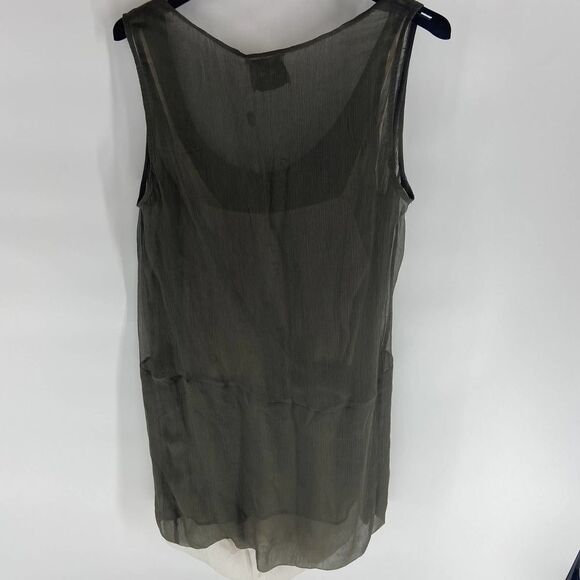 Alysi green cream bottom sleeveless pleat shift mini dress NWT Womens 4 - Picture 6 of 7